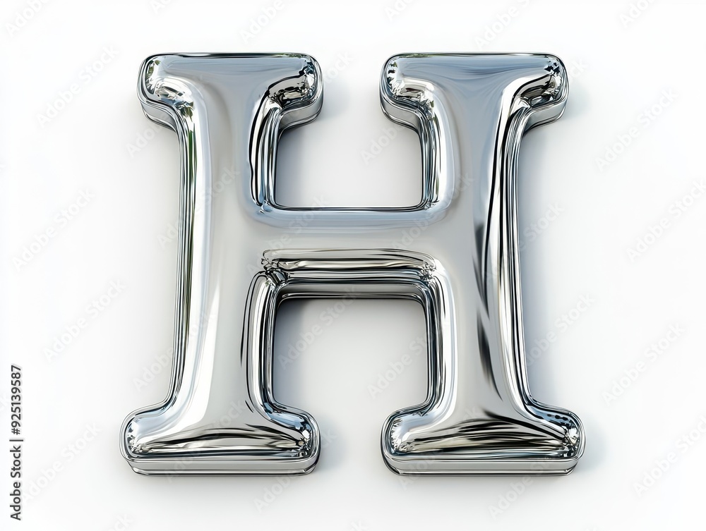 Shiny chrome letter H isolated on white background. Shiny chrome letter H isolated on white background.