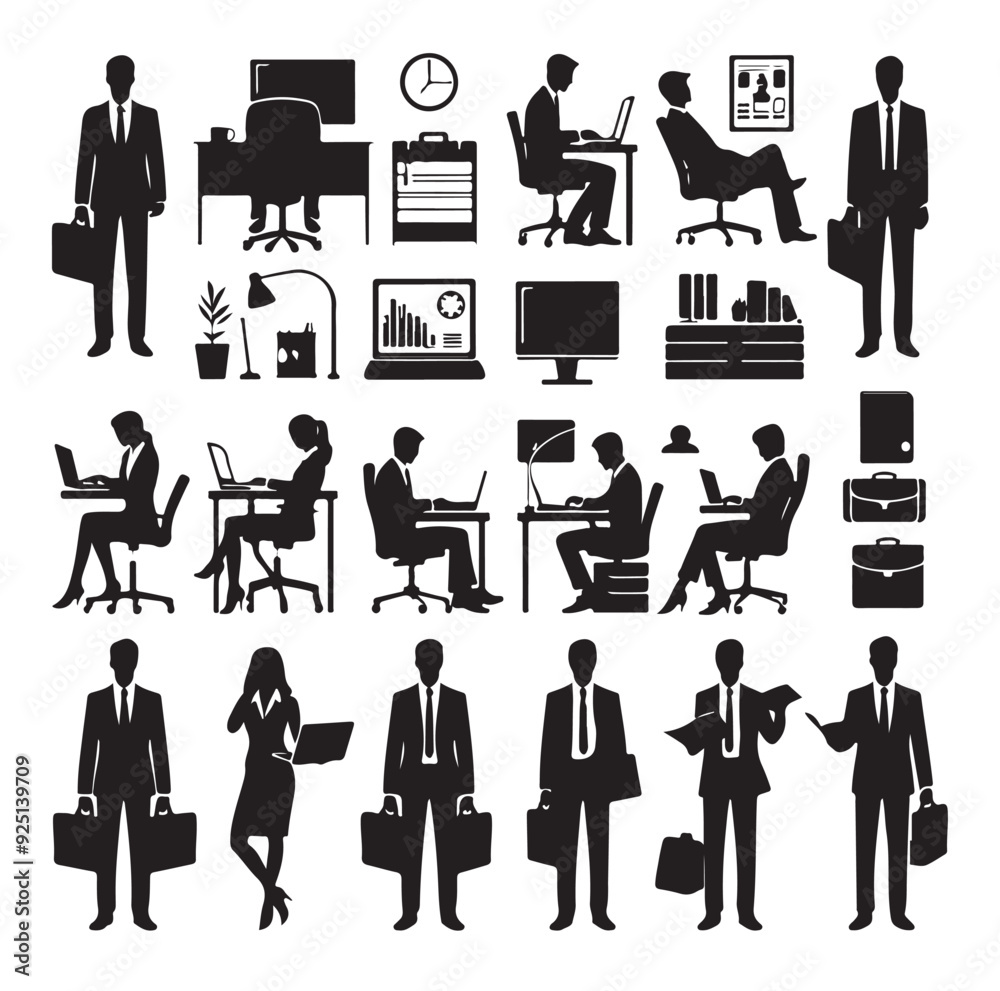 Secretary silhouette vector illustration set Secretary silhouette vector illustration set