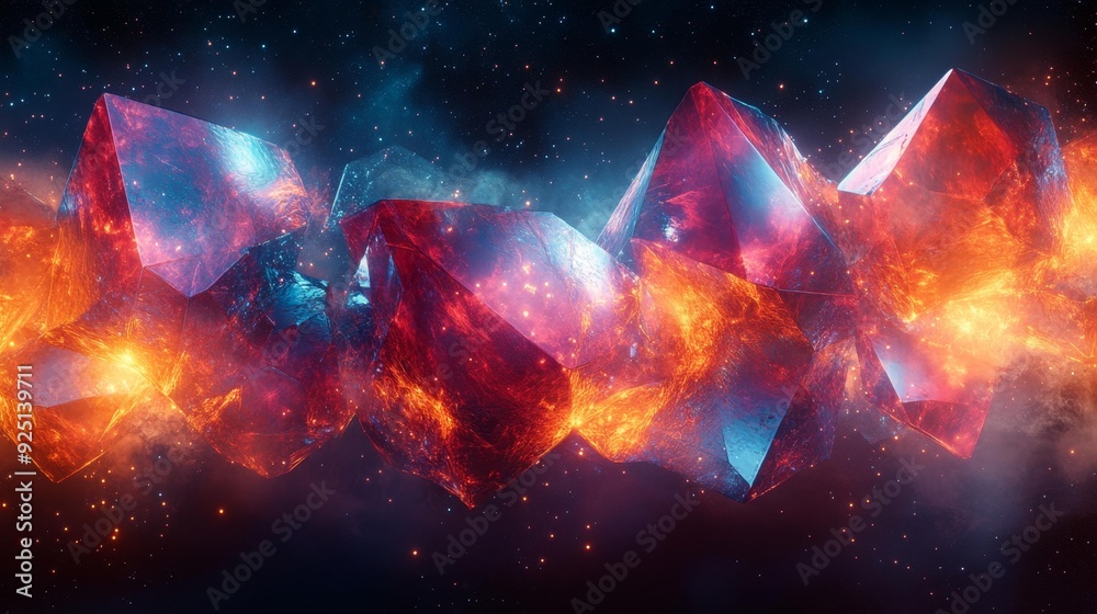 Obraz premium Crystallized nebula in outer space - generative ai