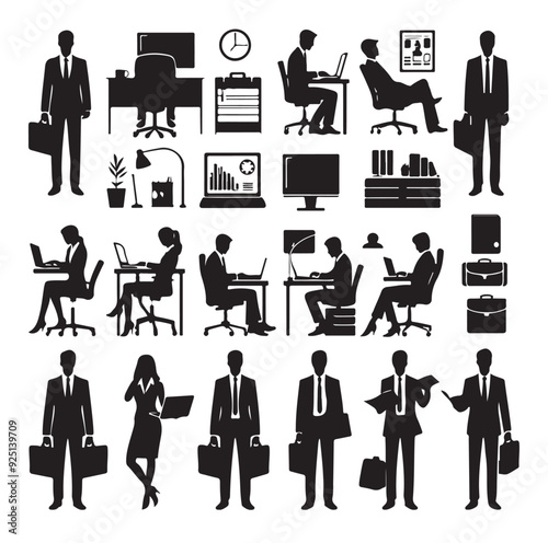 Secretary silhouette vector illustration set