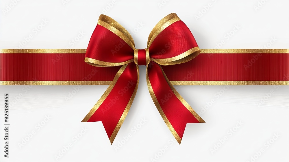 Elegant Red Ribbon and Gold Bow for Gift Wrapping Elegant Red Ribbon and Gold Bow for Gift Wrapping
