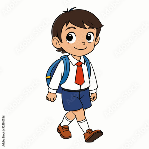 child going back to school isolated on white, child going back to school vector illustration, child vector art, Boy with a bag silhouette, education vector icon, child going back to school line art, e