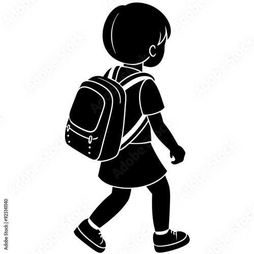 child going back to school isolated on white, child going back to school vector illustration, child vector art, Boy with a bag silhouette, education vector icon, child going back to school line art, e