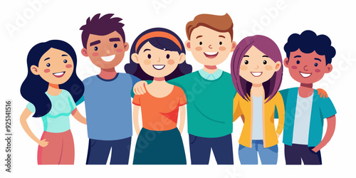 Happy friends. A company of young joyful people on a white background. Friendship and unity concept
