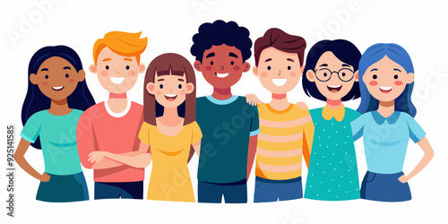 Happy friends. A company of young joyful people on a white background. Friendship and unity concept

