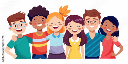 Happy friends. A company of young joyful people on a white background. Friendship and unity concept
