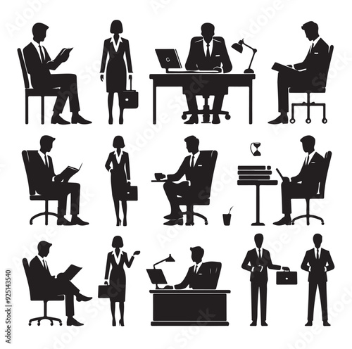 Secretary silhouette vector illustration set