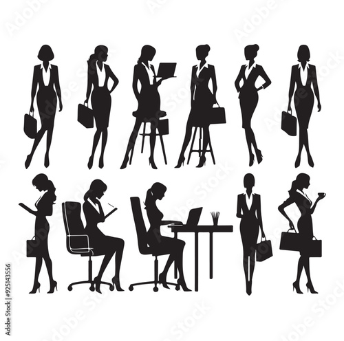 Secretary silhouette vector illustration set