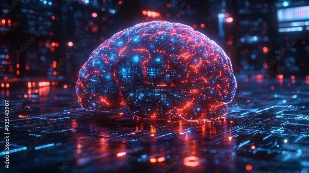 Digital brain with neural connections - generative ai Digital brain with neural connections - generative ai