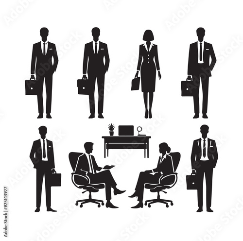 Secretary silhouette vector illustration set
