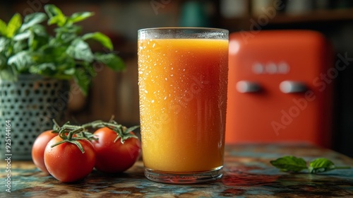 Refreshing glass of tomato juice - generative ai