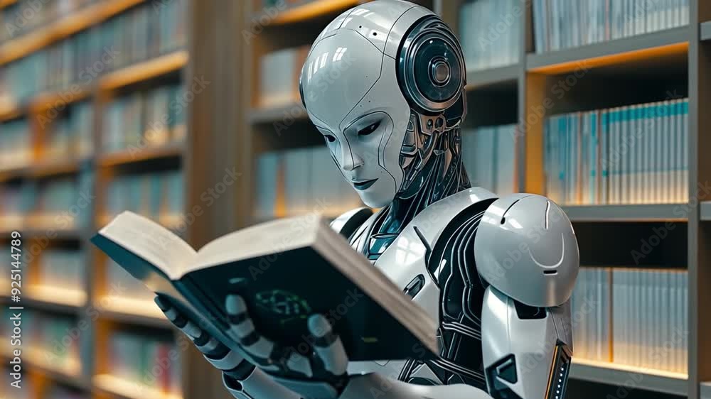 A humanoid robot reading a book and completing math data analytics in the context of artificial intelligence in mathematics in the future A humanoid robot reading a book and completing math data analytics in the context of artificial intelligence in mathematics in the future