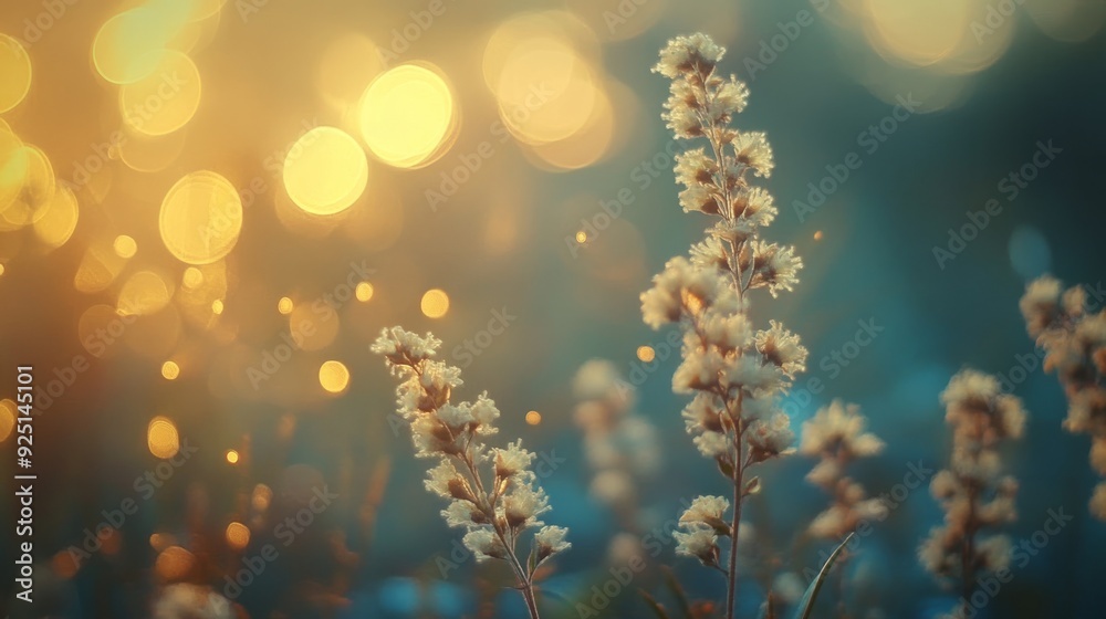 Fototapeta premium Pastel-colored spring flowers illuminated by sunlight, with a soft bokeh background creating a dreamy atmosphere