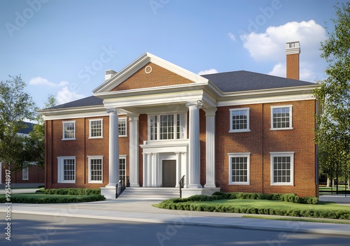 Classic Brick House with Columns and Front Porch