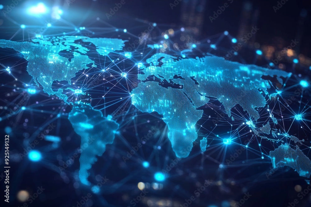 Global Digital Business Network Connection Illustration created with Generative AI Global Digital Business Network Connection Illustration created with Generative AI