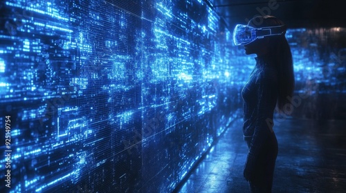 Wallpaper Mural Woman in virtual reality - generative ai Torontodigital.ca