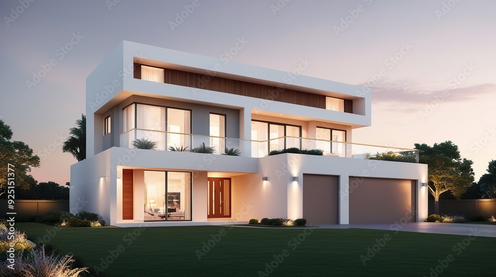 Two-story house exterior design with a modern minimalist concept Two-story house exterior design with a modern minimalist concept