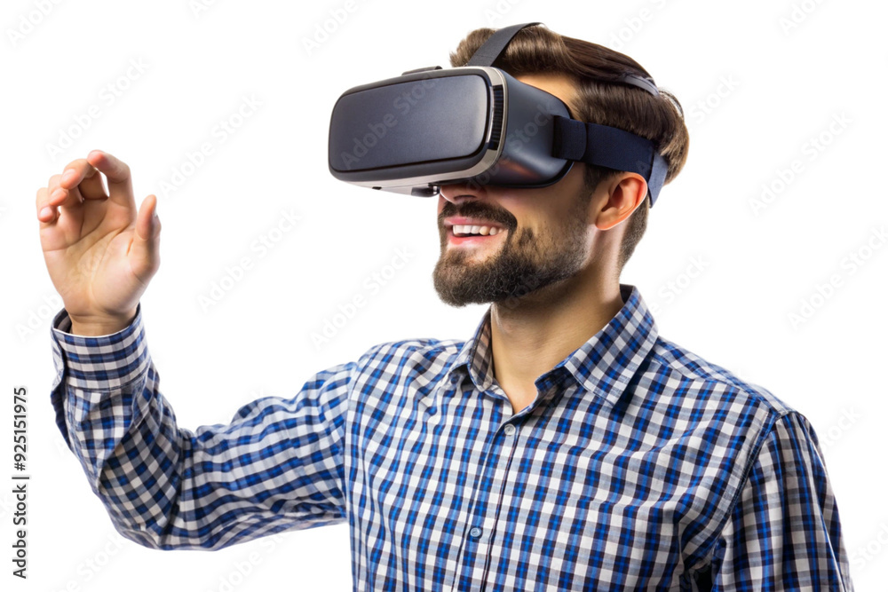 A man using virtual reality headset png A man using virtual reality headset png