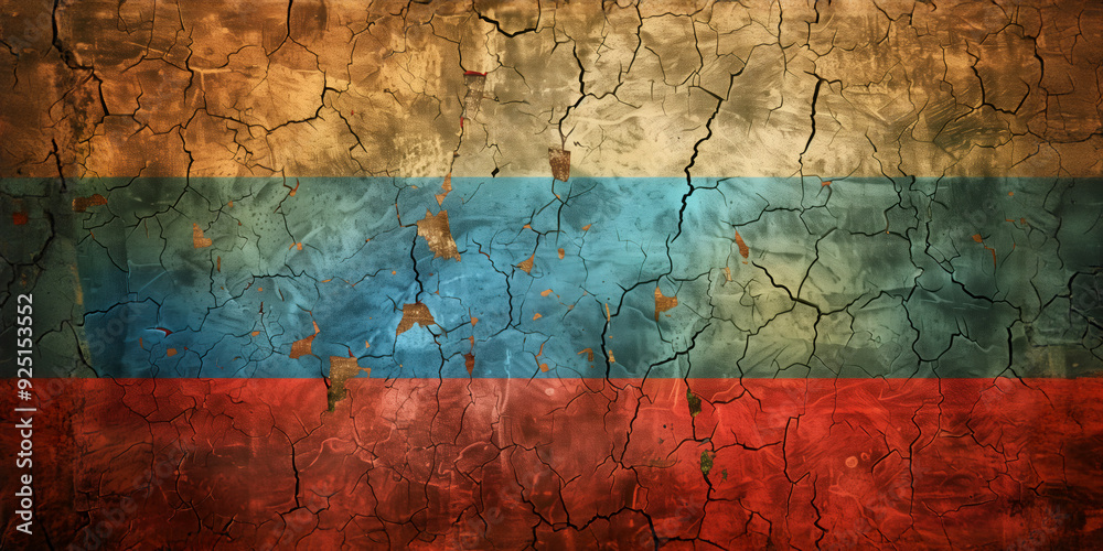 Obraz premium Old and Weathered Russia Flag