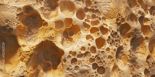 Sandstone rock displaying honeycomb weathering patterns photo