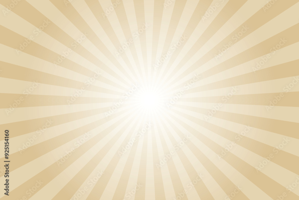 Obraz premium Sunburst background with brown sun ray. Pattern of starburst. Abstract chamomile brown texture with light of sunburst. Radial beam of sunlight. Retro background with flash. Design of sunbeams. Vector.