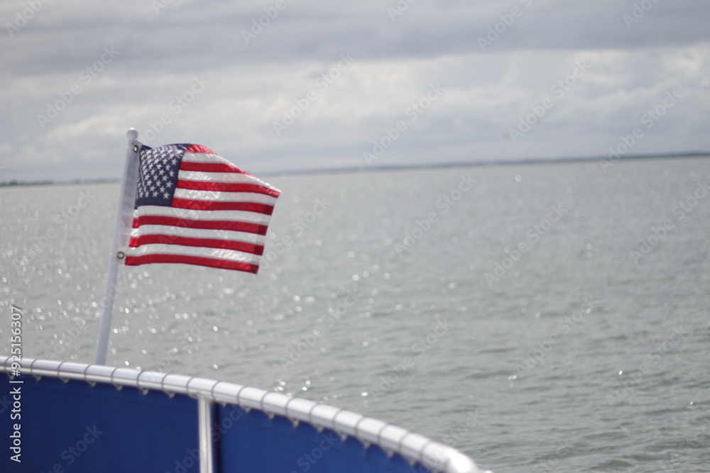 Fototapeta premium American flag on a boat