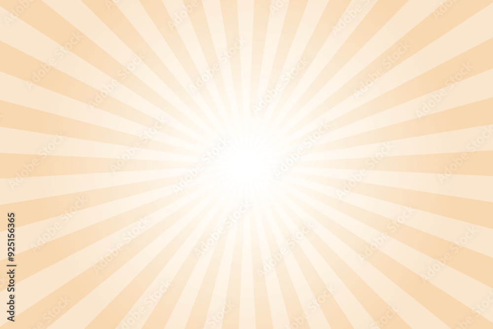 Obraz premium Sunburst background with brown sun ray. Pattern of starburst. Abstract sand brown texture with light of sunburst. Radial beam of sunlight. Retro background with flash. Design of sunbeams. Vector.