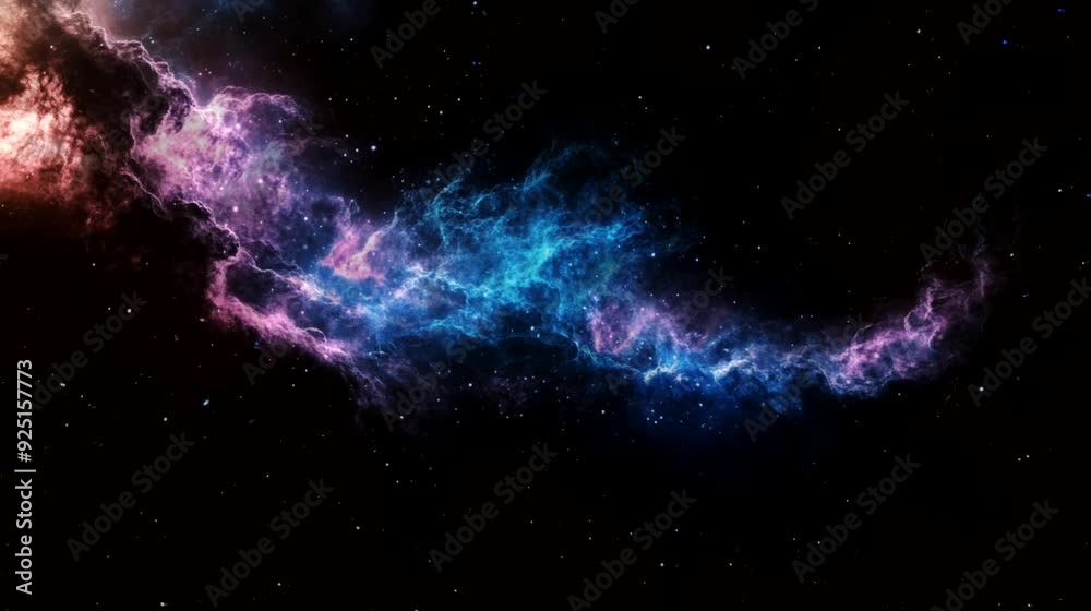 Seamless looping 4k time-lapse animation video background of a swirling galactic stream of colorful nebula in outer space.