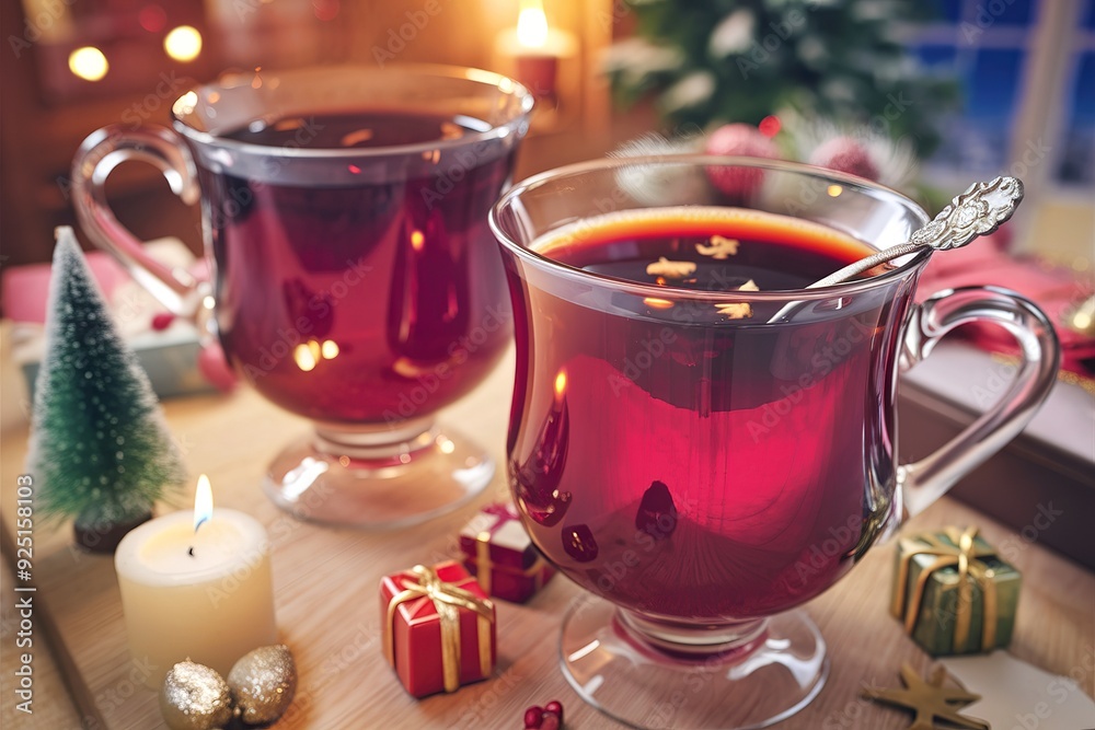 mulled wine in the glass and on a table mulled wine in the glass and on a table
