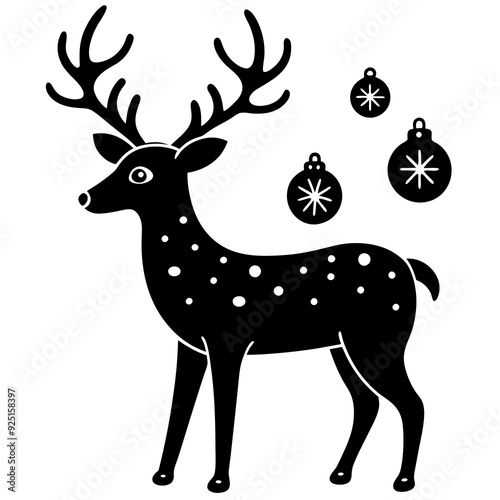  Deer in new years style with new year toys vector illustration photo