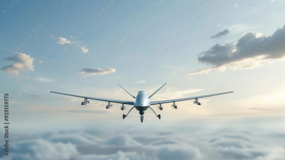 A small plane is flying through the sky with clouds in the background A small plane is flying through the sky with clouds in the background