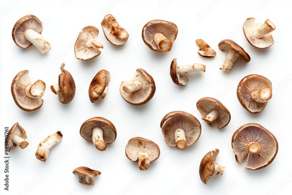 A beautiful collection of fresh brown mushrooms arranged creatively. Perfect for food styling. Ideal for culinary projects or organic recipes. Generative AI A beautiful collection of fresh brown mushrooms arranged creatively. Perfect for food styling. Ideal for culinary projects or organic recipes. Generative AI