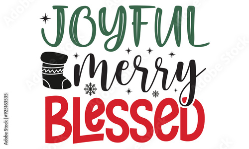 Joyful merry blessed, new Christmas design