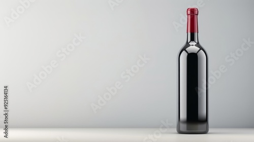 A bottle of red wine is sitting on a countertop