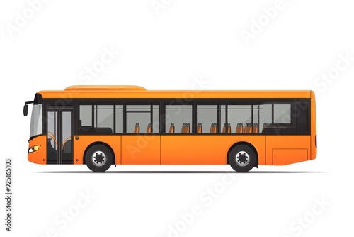 Side View of an Orange Bus Illustration Isolated on White Background