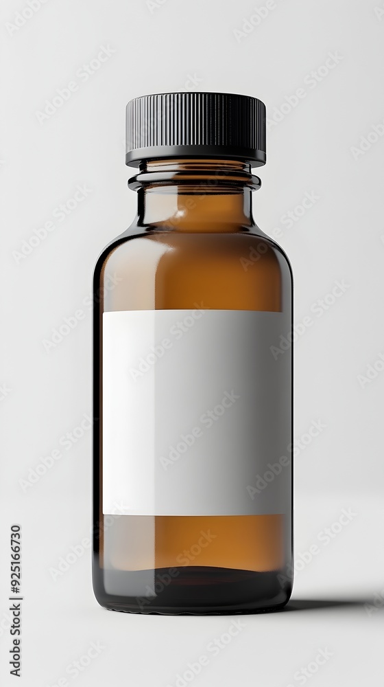 Amber Glass Bottle with Pipette Dropper on White Background Amber Glass Bottle with Pipette Dropper on White Background