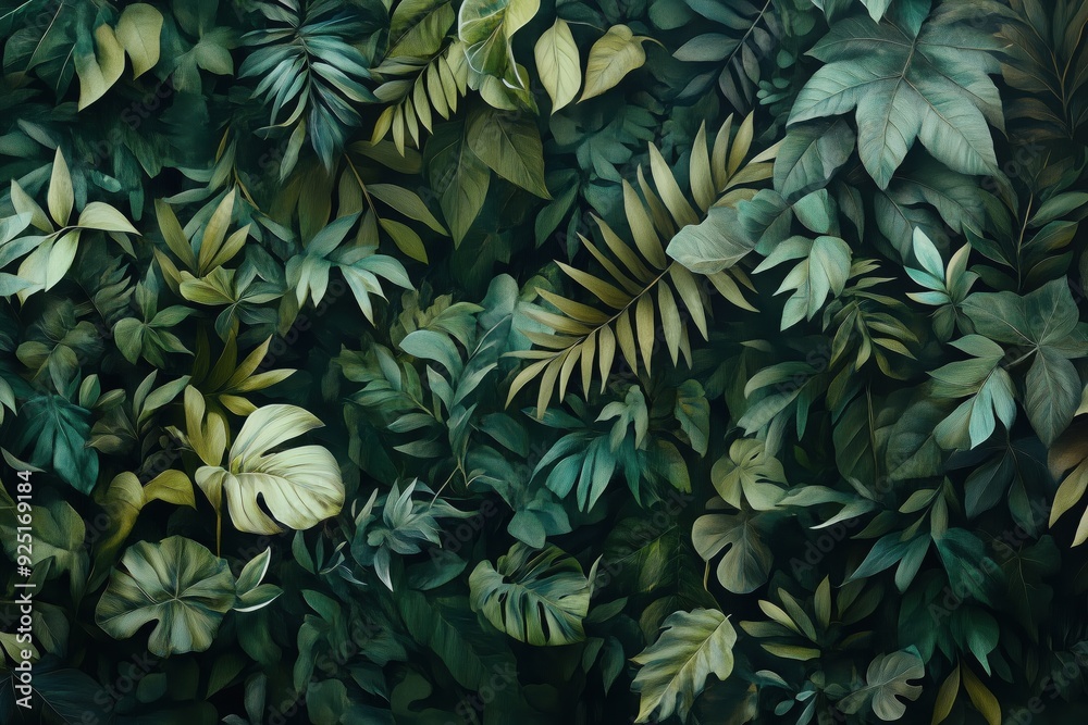 Lush jungle foliage creating a dense canopy in a tropical rainforest Lush jungle foliage creating a dense canopy in a tropical rainforest