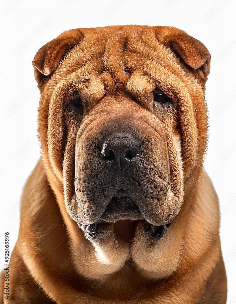 シャー・ペイのポートレート(Shar-Pei portrait on white background)
シャー・ペイのポートレート(Shar-Pei portrait on white background)