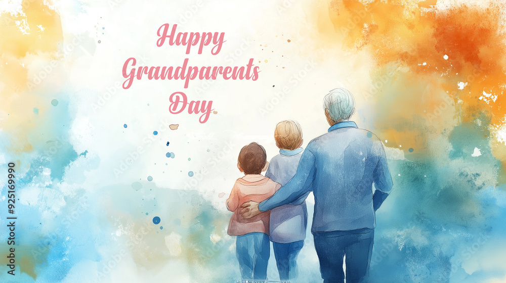 Watercolor Happy Grandparents day background
