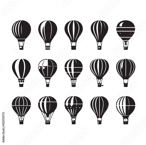 Set of air balloon silhouette vector illustration