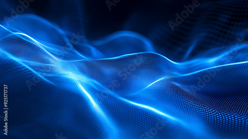 Energetic Blue Waves in Abstract Line Art Composition