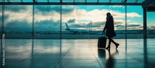 A Woman Walking Through an Airport Terminal