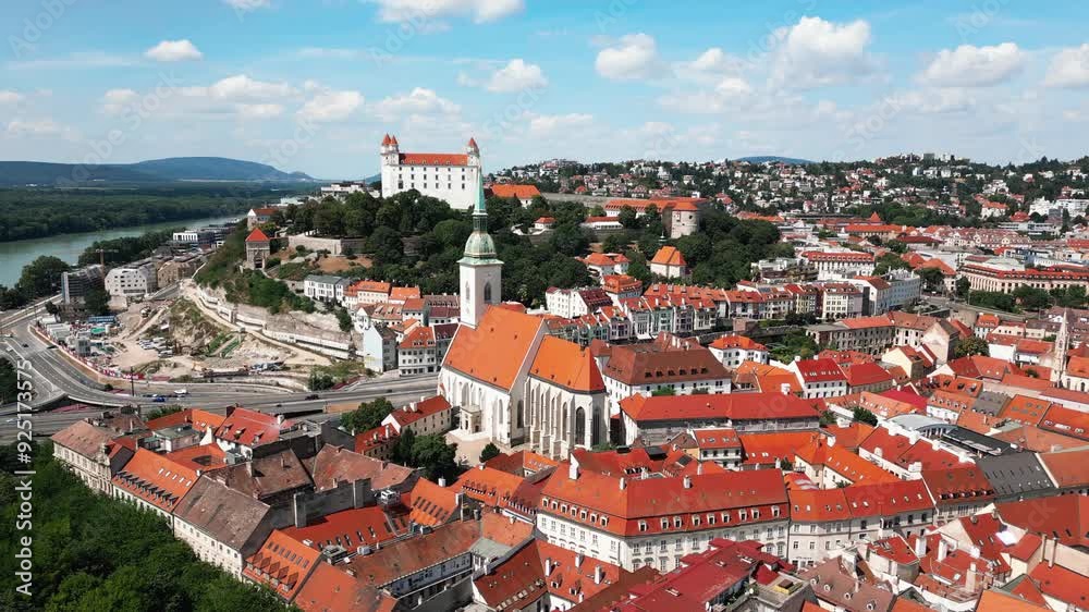 Aerial view of Bratislava old town Slovakia