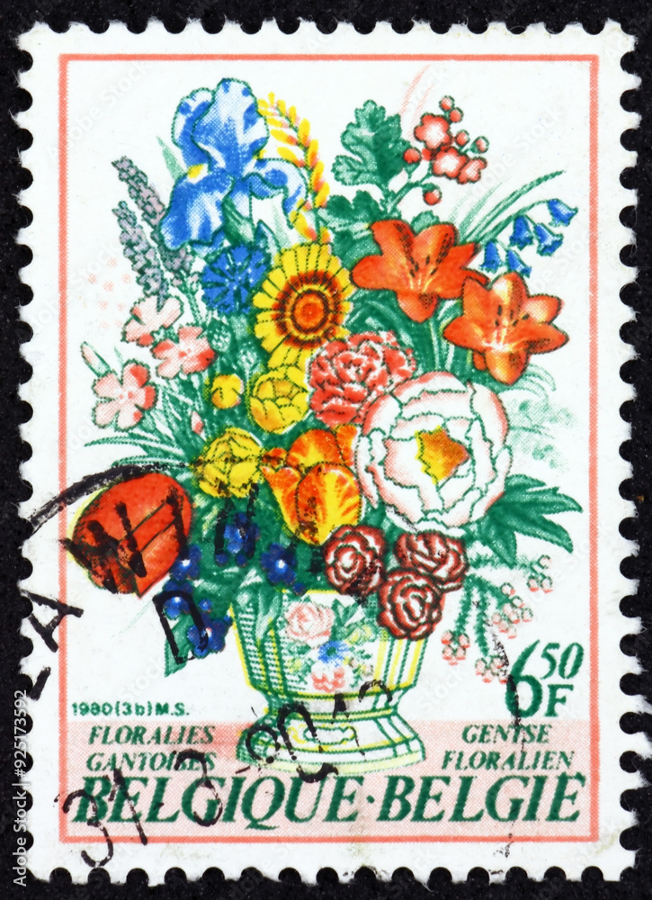 Postage stamp Belgium 1980 summer flowers, Ghent Flower Show
