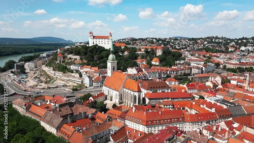 Aerial view of Bratislava old town Slovakia