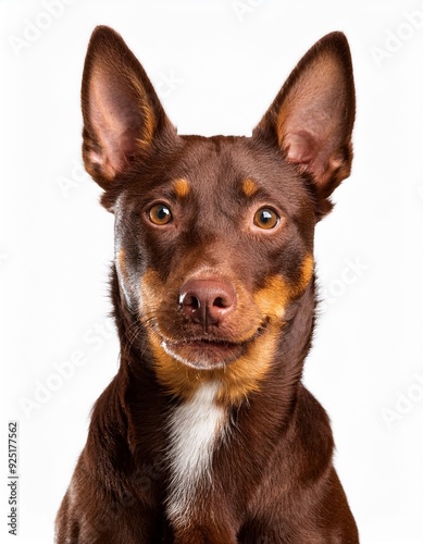 オーストラリアン・ケルピーのポートレート（Australian Kelpie portrait on white background）
