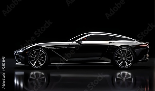 super sport car background with copy space, generic and brandless model car.