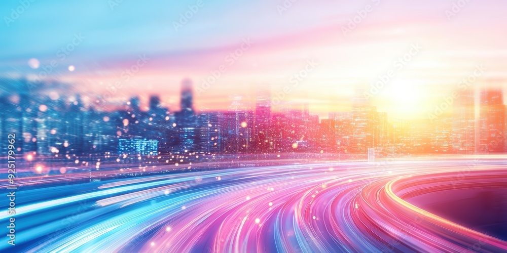 Dynamic cityscape with blurred lights and speed lines, creating a futuristic and high-energy urban scene. Dynamic cityscape with blurred lights and speed lines, creating a futuristic and high-energy urban scene.