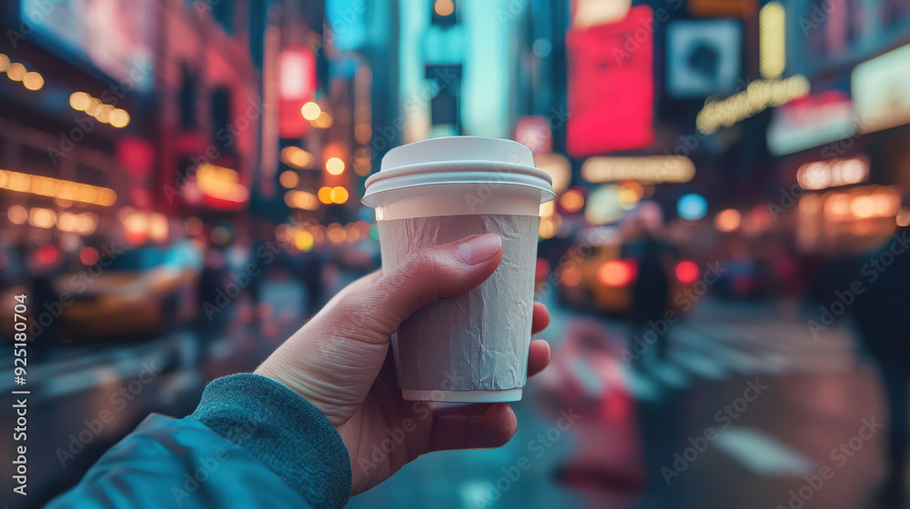 A hand holding a takeaway coffee cup A hand holding a takeaway coffee cup