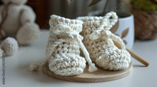 Baby booties made with the crochet hook